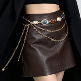 Vintage Art‑Style Acrylic & Faux Pearl Inlay Multi‑Layer Waist Chain