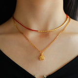 Mini Beaded Asymmetrical Red Agate Necklace