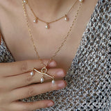 Freshwater Pearl T‑Shape Balance Pendant Necklace