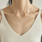 Teardrop Lariat Long Y Necklace - close-up detail | Floysun