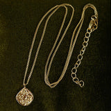 Vintage Floral Relief Geometric Cubic Zirconia Pendant Necklace