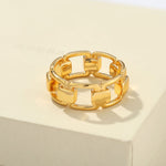 Geometric Link Openwork Band Ring - side view | Floysun