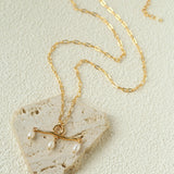 Freshwater Pearl T‑Shape Balance Pendant Necklace