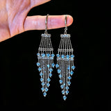 Italian Lace Crystal Tassel Earrings - Handcrafted S925 Sterling Silver  Baroque Chandelier Earrings
