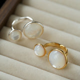Natural White Mother-of-Pearl Double Circle Open Ring