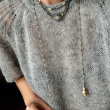 French Vintage Faceted Gemstone Double-Layer Gold Ore Necklace