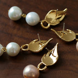 Vintage Flame Wing Natural Freshwater Pearl Drop Earrings