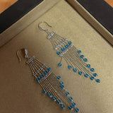 Italian Lace Crystal Tassel Earrings - Handcrafted S925 Sterling Silver  Baroque Chandelier Earrings
