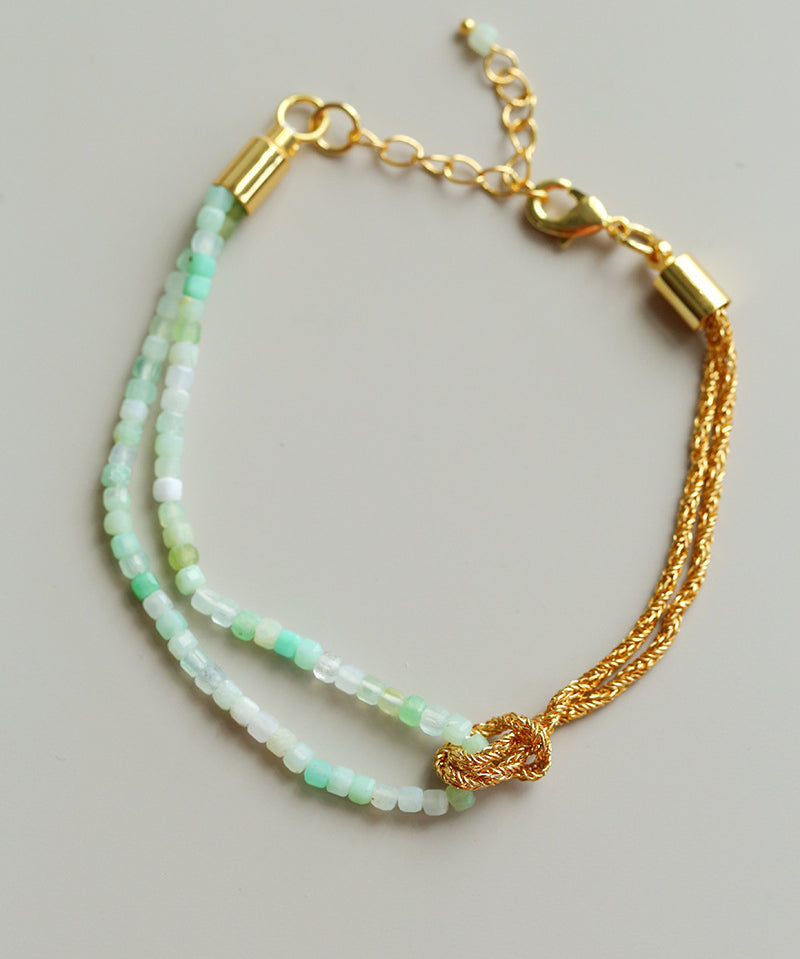 Designer Double Chain & Mixed Natural Stone Bracelets