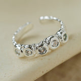Textured Wrinkle Cubic Zirconia Open Ring