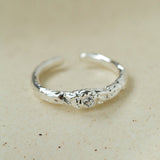 Textured Wrinkle Cubic Zirconia Open Ring