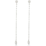 Teardrop Tassel Long Chain Drop Earrings - styled view | Floysun