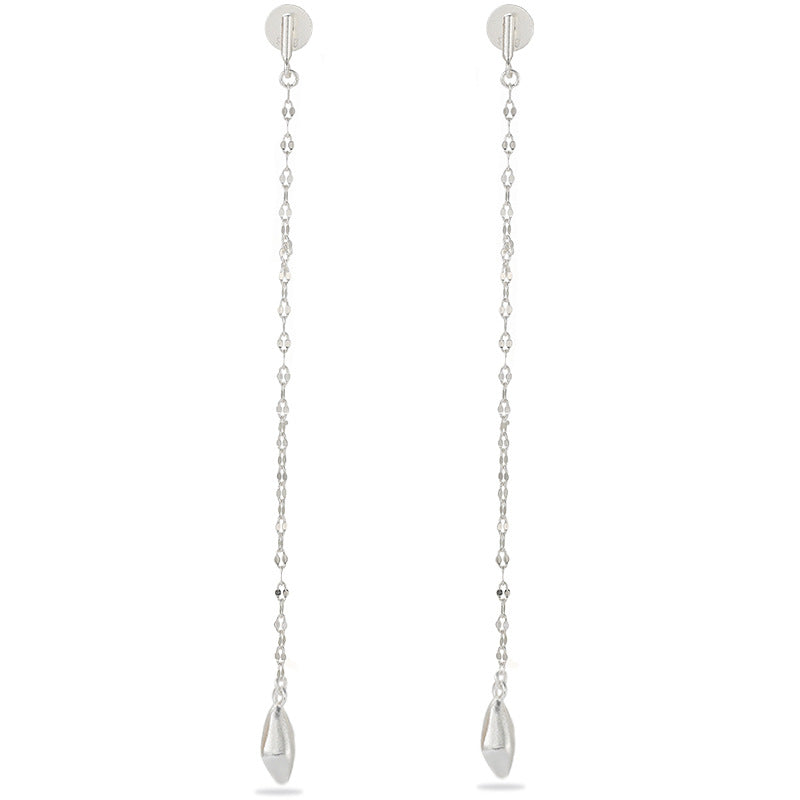 Teardrop Tassel Long Chain Drop Earrings - styled view | Floysun