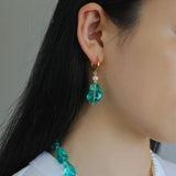 Green Glaze Baroque Spliced Pearl Necklace Earrings