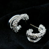Designer Premium Dual Band Lava Textured Hoop Earrings