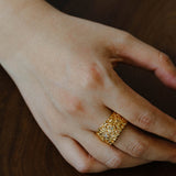Textured Wrinkle Cubic Zirconia Open Ring