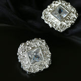 Molten Lava Texture Square Cubic Zirconia Stud Earrings