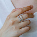 Textured Wrinkle Cubic Zirconia Open Ring