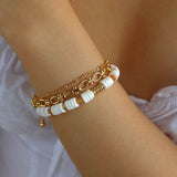 Multicolor Gemstone & Mother of Pearl Disc Bead Bracelet