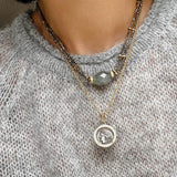 French Vintage Faceted Gemstone Double-Layer Gold Ore Necklace