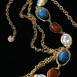 Vintage Art‑Style Acrylic & Faux Pearl Inlay Multi‑Layer Waist Chain