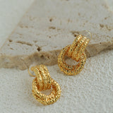 Molten Lava Texture Double-Hoop Drop Earrings