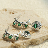 Vintage Lava Texture Cubic Zirconia Teardrop Drop Earrings
