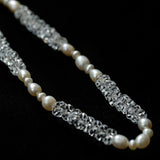 Minimalist Faceted Clear Quartz & Freshwater Pearl Beaded Necklace