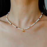 Mini Pearl & Colorful Natural Stone Saturn Pendant Necklace