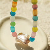 Dopamine Colorful Cat's Eye Baroque Necklace