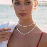 Round Freshwater Pearl Gold Accent Necklace