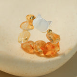 Colorful White Shell Cat‑Head Stretch Beaded Ring
