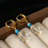 Turquoise Glass Lantern Drop Earrings