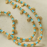 Soothing Blue Turquoise Tiny Flower Beaded Necklace
