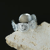 Primitive Rock Art Face Totem Open Ring