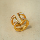 Natural Freshwater Pearl Molten Texture Open Ring