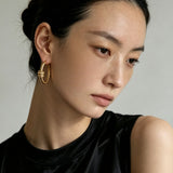 Vintage Hammered Mini Pearl Statement Hoop Earrings