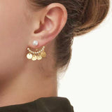 Detachable Freshwater Pearl Hammered Coin Ear Jacket Earrings