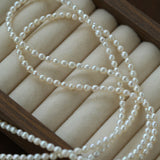 French Style Long Freshwater Pearl OT Clasp Lariat Necklace