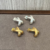 Minimalist Brushed Metal Cross Earrings