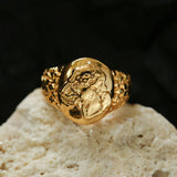 Carved Oval Lioness Ring