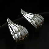 Sculptural Vertical Striped Teardrop Stud Earrings