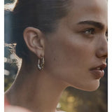 Textured Molten Metal C-Shaped Hoop Earrings with Freshwater Pearl Gemstones