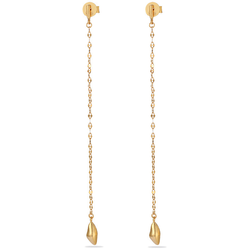 Teardrop Tassel Long Chain Drop Earrings - scale view | Floysun