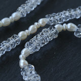 Minimalist Faceted Clear Quartz & Freshwater Pearl Beaded Necklace
