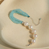 Ice Blue Cat Eye Layered Bracelet