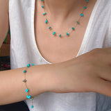 Colorful Chip Stone Starry Thin Bracelet (Turquoise & Tourmaline)