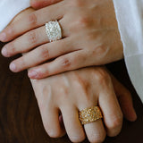 Textured Wrinkle Cubic Zirconia Open Ring