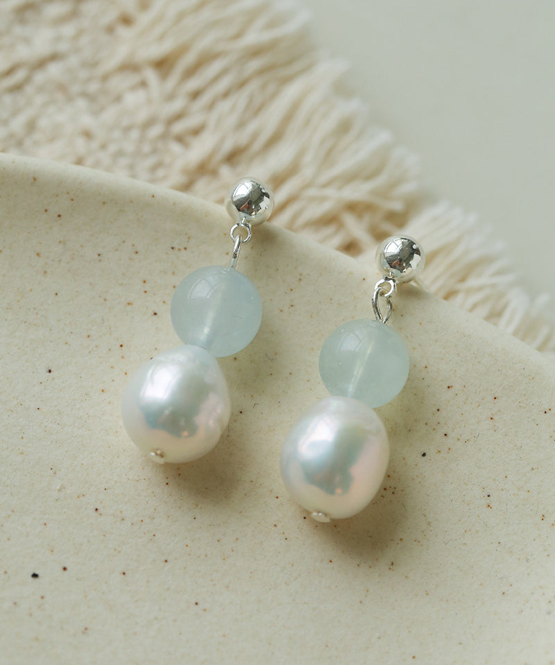 Macaron Three-Tone Crystal Freshwater Pearl Drop Earrings