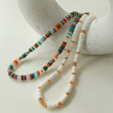 Multicolor Gemstone & Mother of Pearl Disc Bead Necklace
